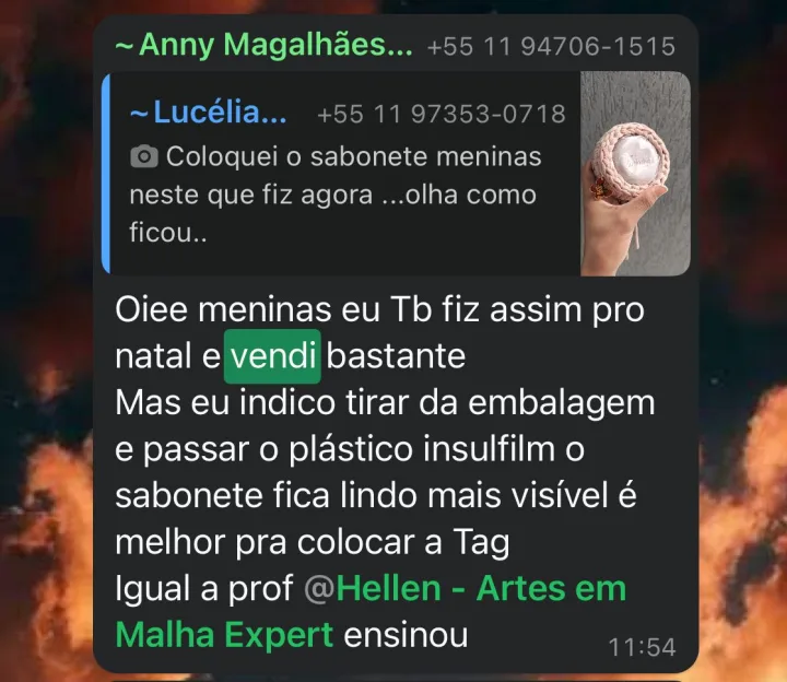 Print de conversa no WhatsApp: aluna conta que vendeu bastante no Natal