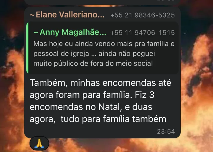 Print de conversa no WhatsApp com elogio de aluna ao curso